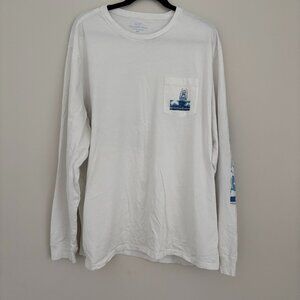 Vineyard Vines Shirt Men's White Tee Fly Fishing Pocket Coastal Preppy Size XXL